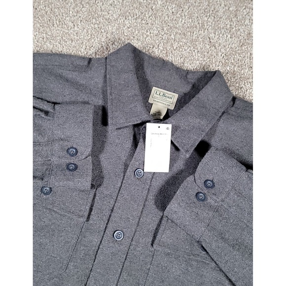 L.L. Bean Other - LL Bean Shirt 2XL Gray Men Chamois Flannel Long Sleeve Button Up Heavyweight NWT